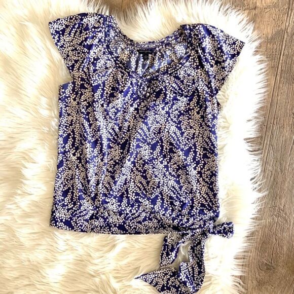 Banana Republic Side Tie Navy/White Top Sz S - Picture 1 of 7